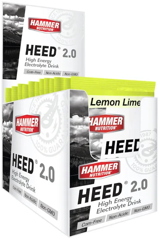 Hammer Nutrition HEED 2.0 High Energy Electrolyte Drink – Lemon Lime, 12 Single Serving Packets