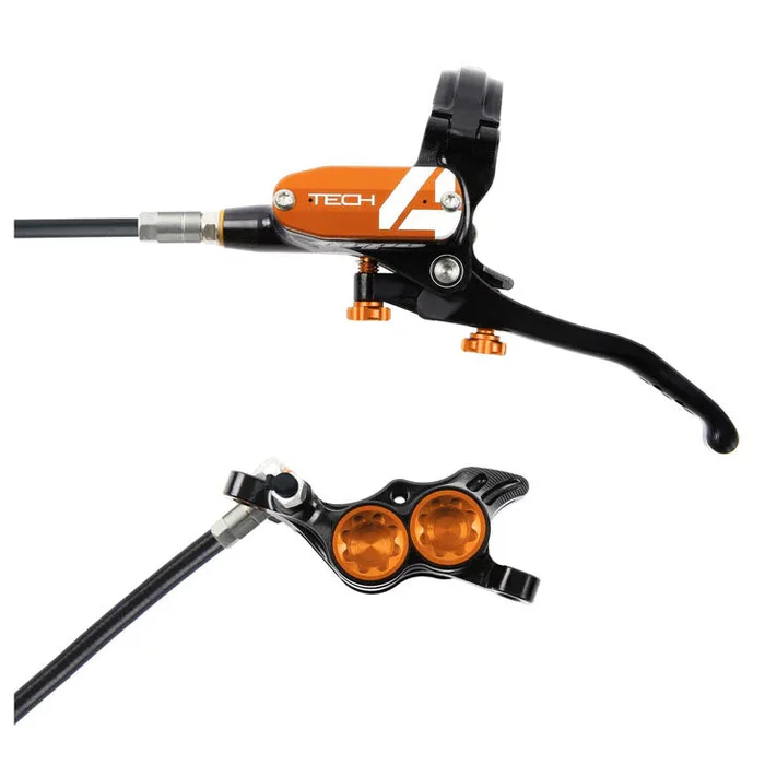 Hope Tech 4 E4 Disc Brake and Lever Set – Front Hydraulic Post Mount Orange