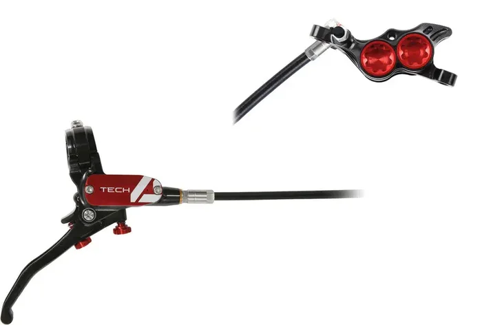 Hope Tech 4 E4 Disc Brake and Lever Set – Rear, Hydraulic, Post Mount, Red