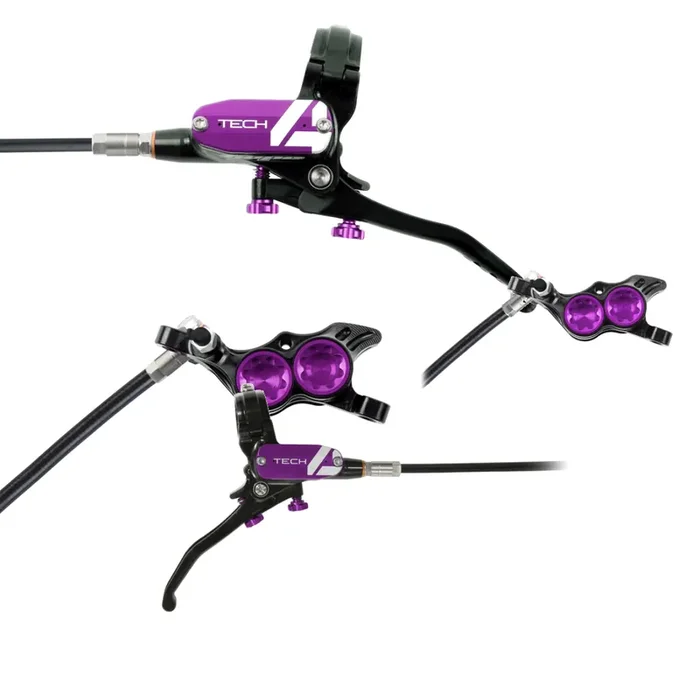 Hope Tech 4 E4 Hydraulic Disc Brake Set – Front & Rear, Purple, Enduro & Trail Performance