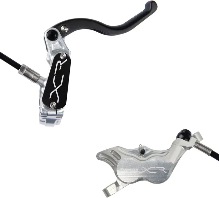 Hope XCR Pro E4 Disc Brake and Lever Set – Rear, Hydraulic, Post Mount, Silver