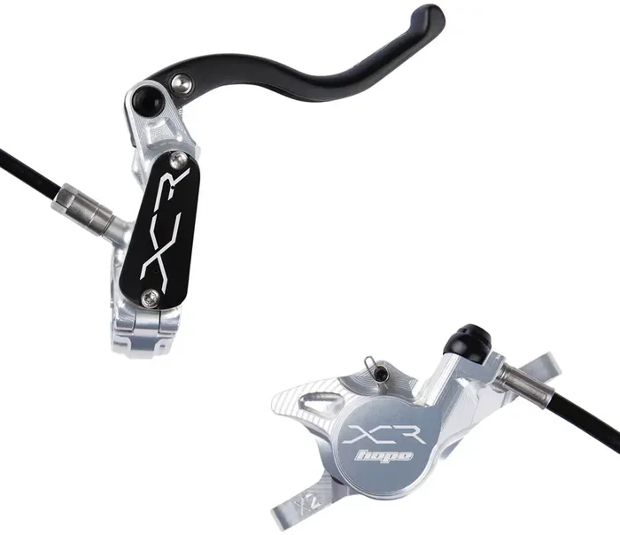 Hope XCR Pro X2 Disc Brake and Lever Set – Rear, Hydraulic, Post Mount, Silver
