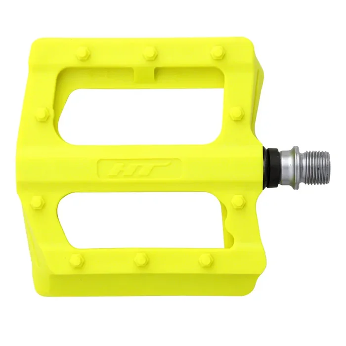 HT PA12 Platform Pedals 9/16″ Reinforced Composite Body In-Mold Pins Neon Yellow