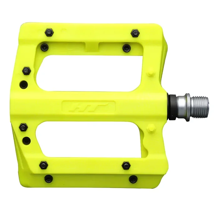 HT PA12A Platform Pedals 9/16″ Nylon Reinforced Body Adjustable Pins Neon Yellow