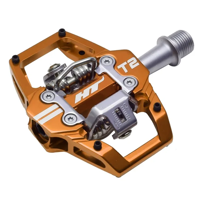 HT Pedals T2 Clipless Platform Pedals, CrMo – Root Beer