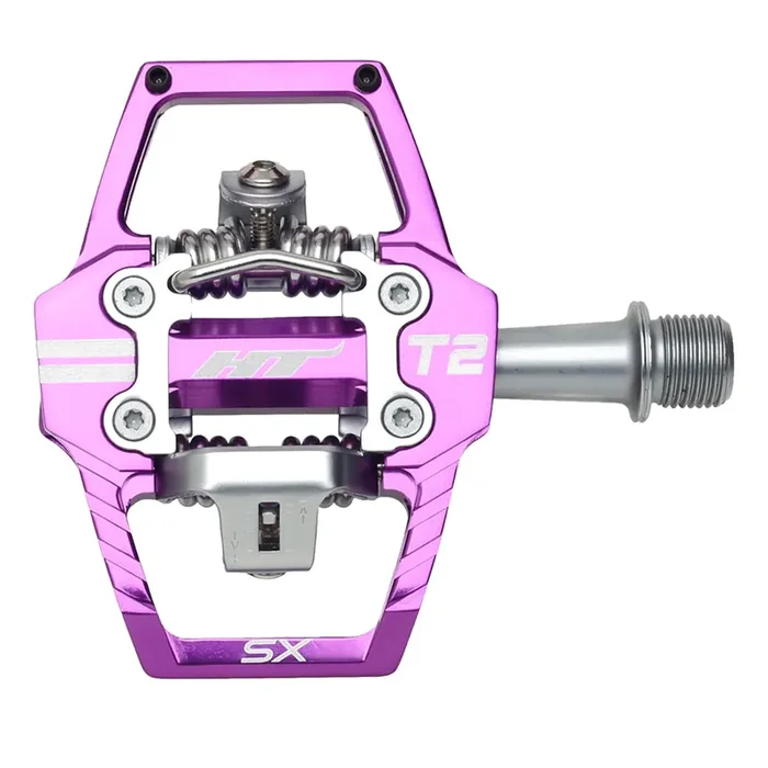 HT T2-SX BMX Dual Sided Clipless Platform Pedals 9/16″ Axle Aluminum Body Purple