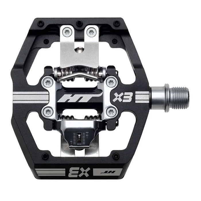 HT X3 Dual Sided Clipless Platform Pedals 9/16″ Chromoly Axle Alloy Body Black