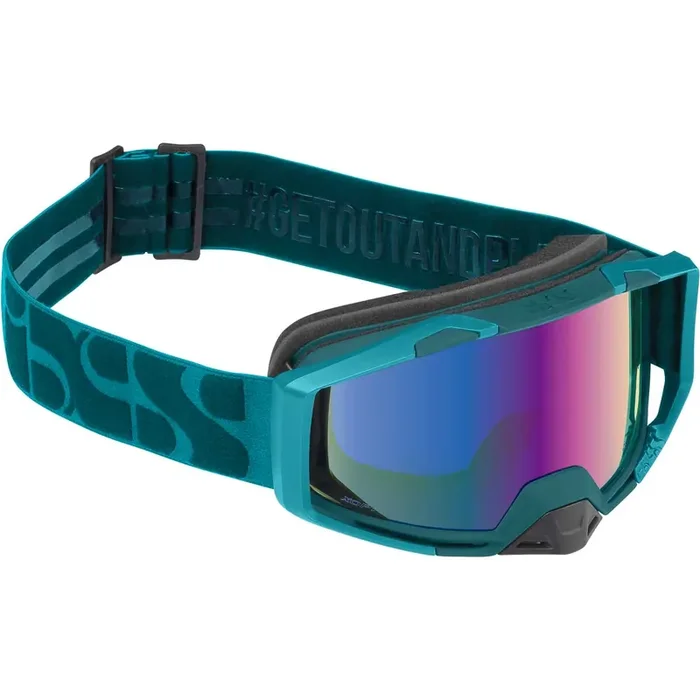 iXS Trigger Goggles with Cobalt Mirror and Clear lens, Standard Size, Everglade