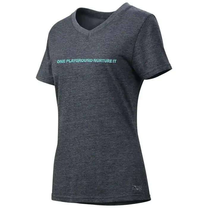 iXS Women‘s Playground Tee Anthracite-Celeste 34 60% Polyester, 40% Cotton