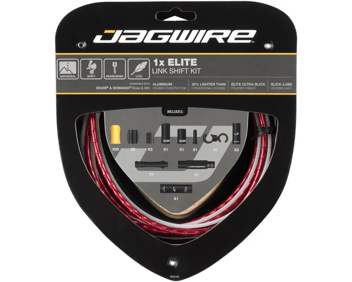 Jagwire 1x Elite Link Shift Cable Kit (Red) (For SRAM/Shimano) (w/Polished Ultra-Slick Cable)