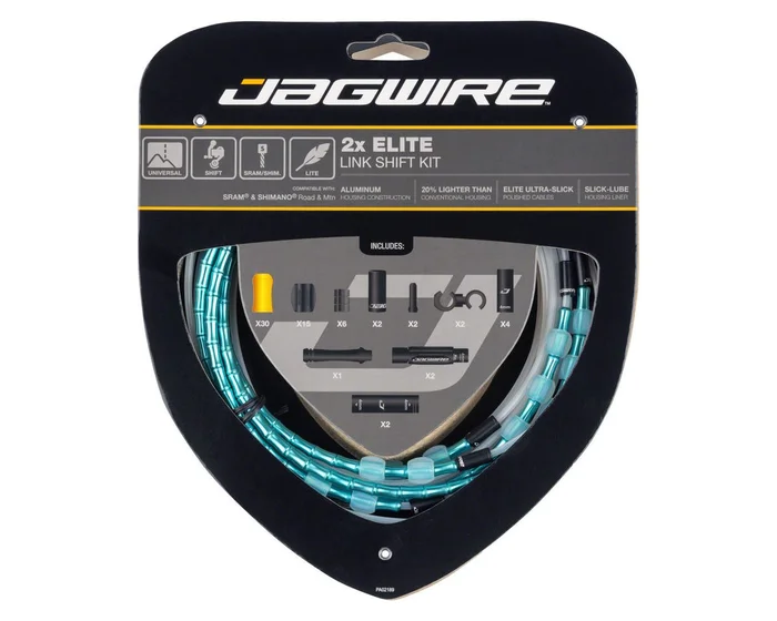 Jagwire 2x Elite Link Shift Cable Kit (Celeste) (For SRAM/Shimano) (w/Polished Ultra-Slick Cables)