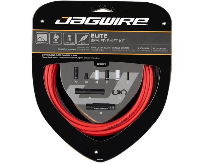 Jagwire 2x Elite Sealed Shift Cable Kit (Red) (1.1mm) (2300mm) (Cables, Liners, & Housing)
