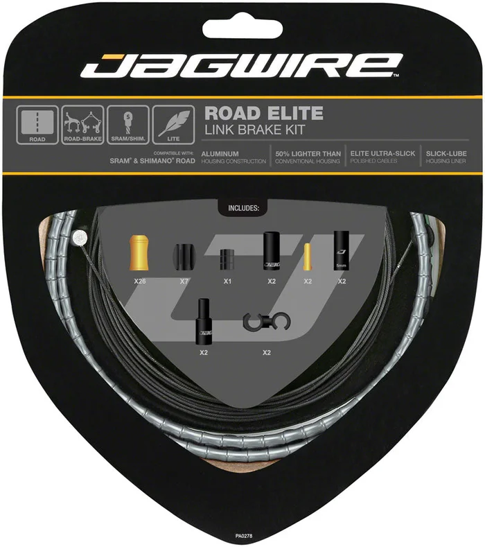 Jagwire Road Elite Link Brake Cable Kit SRAM/Shimano Ultra-Slick Uncoated Cables