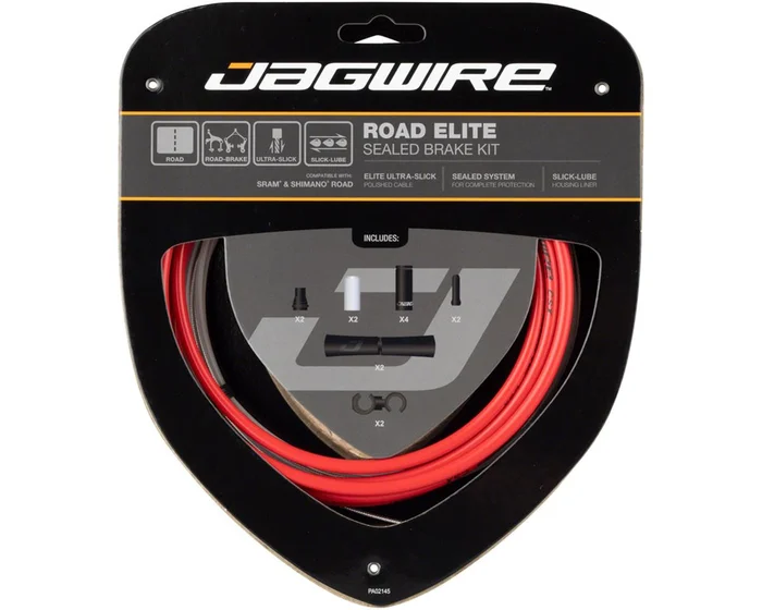 Jagwire Road Elite Sealed Brake Cable Kit (Red) (1.5mm) (850/1650mm) (w/ Housing)