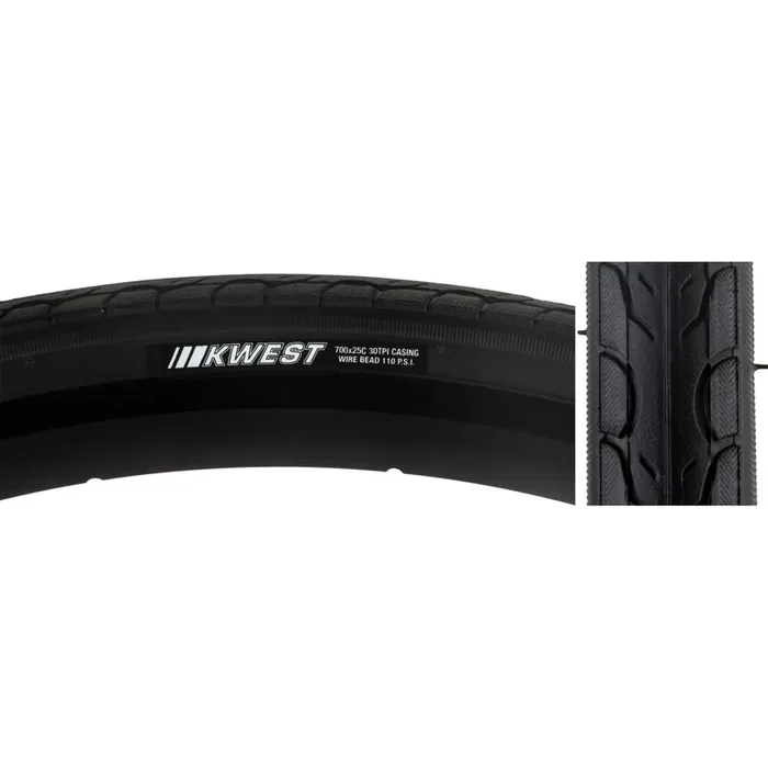 Kenda Kwest 700 x 25 Clincher Wire PSI 110 TPI 60 Black/Bsk Reflective Road Tire 212170