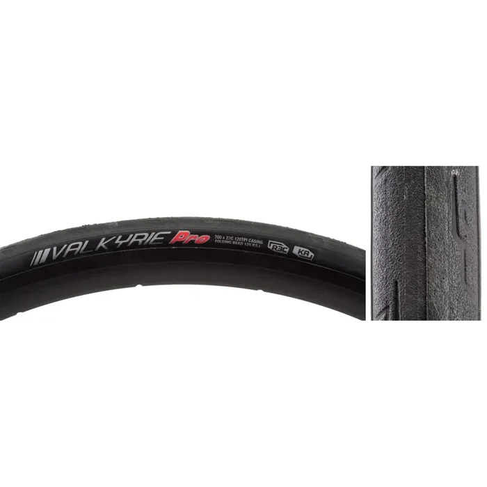 Kenda Valkyrie Pro 700×23 Clincher Fold TPI 125 Black/Black Reflective Road Tire 214003