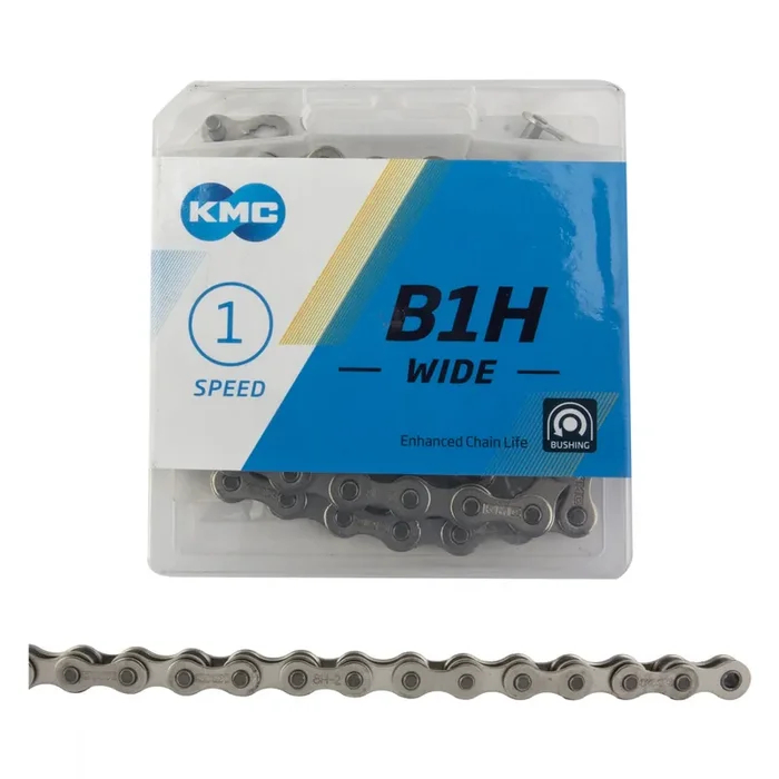 KMC B1H Chain Single Spd 1/2″x1/8″ 98 Links Silver Reusable Master Link