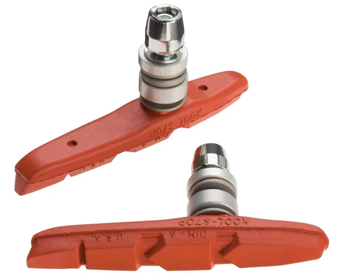 Kool Stop Thinline V-Brake Pads (Black/Red) (1 Pair) (Salmon Compound) (Threaded Post)