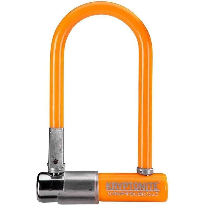 Kryptonite Krypto Series 2 Mini-7 Bike U-Lock – 3.25 x 7″, Keyed, Orange, Includes bracket