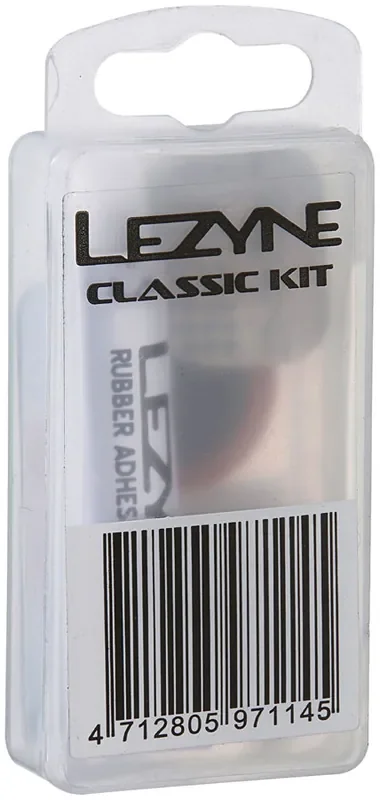 Lezyne Classic Bicycle Tire Patch Kits – Reliable, Self-Hanging Plastic Box, Includes Glue, Patches, Tire Boot & Scuffer for Bike Repairs