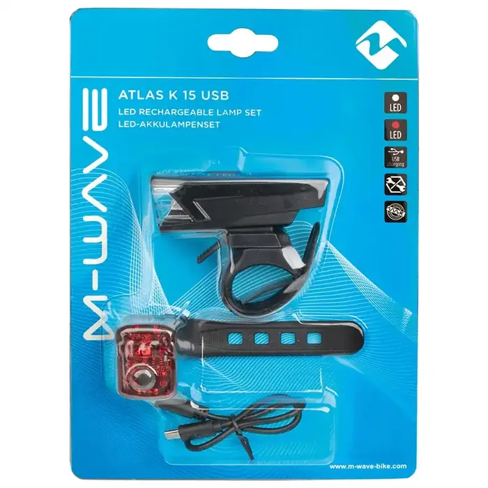 M-Wave Atlas K 15 USB Light Set, Black