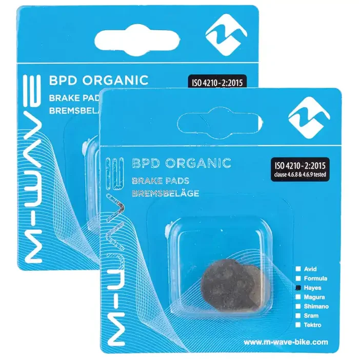 M-Wave Organic HP1 Disc Brake Pads for Hayes Sole Organic Material, Mechanical, High-Performance Bike Braking System (Pair)