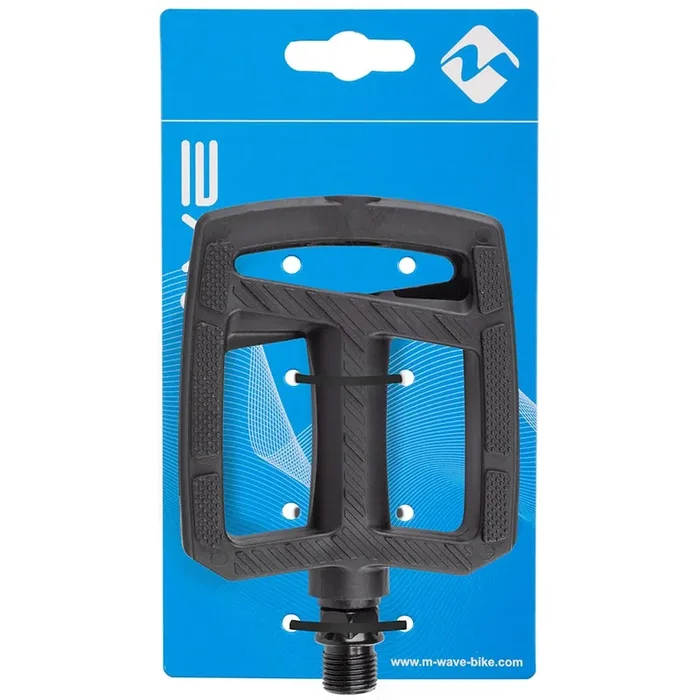 M-Wave Steady Flat 2 Pedals Body Plastic, Spindle Boron Steel, 9/16‘‘, Black, Pair