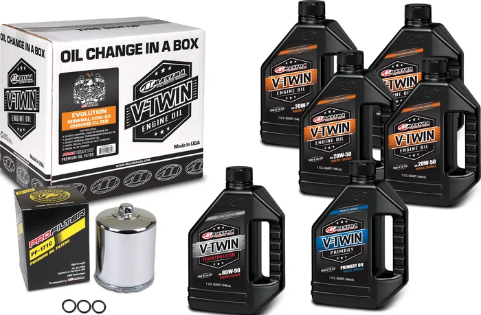 MAXIMA V-Twin Oil Change Kit Mineral Evo Chrome Filter