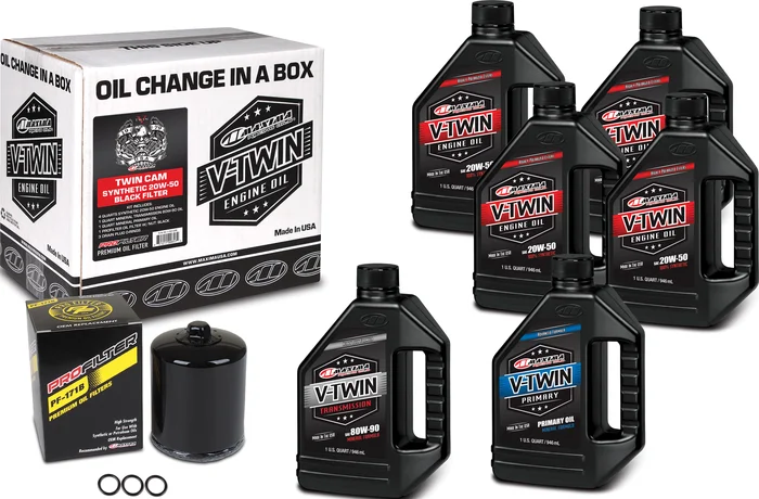 MAXIMA V-Twin Oil Change Kit Synthetic Tc Black Filter