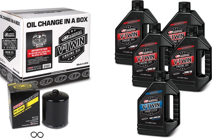 MAXIMA V-Twin Oil Change Kit Synthetic Xl Black Filter