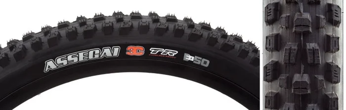 Maxxis Assegai Tire – 29 x 2.5 Tubeless Folding BLK 3C MaxxGrip DH Wide Trail E-50