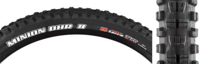 Maxxis Minion DHR II Tire – 27.5 x 2.5 Tubeless Folding BLK 3C MaxxTerra DH