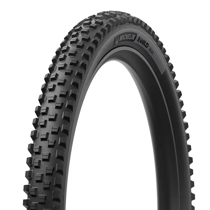 Michelin E-WILD RACING LINE Rear, Mountain Tire, 27.5″x2.60, Folding, Tubeless Ready, MAGI-X, 4×55, Black 42478