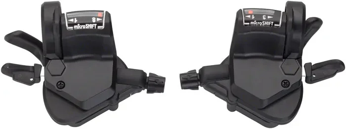 microSHIFT Mezzo Thumb-Tap Shifter Set, 8-Speed, Triple, Optical Gear Indicator