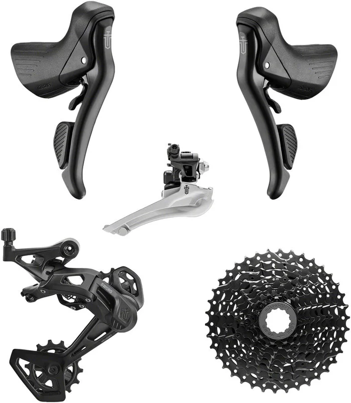 microSHIFT Sword BLK 2×9-Speed Groupset – Includes Brake/Shifters Front Derailler Braze-On Rear Derailleur Long Cage 11-38t Cassette