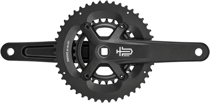 microSHIFT Sword BLK 2x Crankset – 170mm 9-Speed 46/29t 110/80 Asym BCD JIS Square Taper Spindle Interface BLK