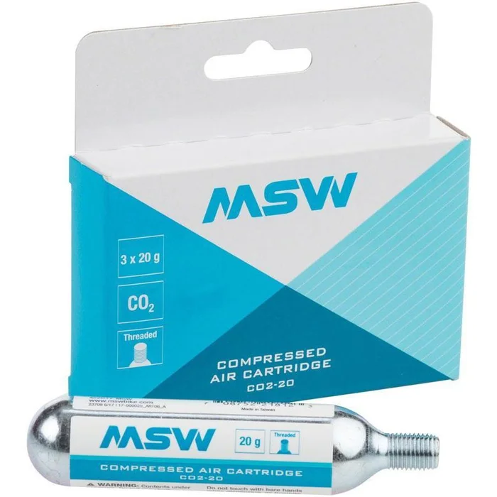 MSW Bike Inflator Co2 Cartridge – 20g – Threaded – 3-Pack