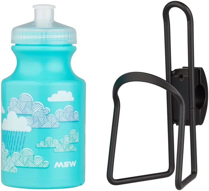 MSW Kids Water Bottle and Cage Kit – Clouds w/ Black Cage