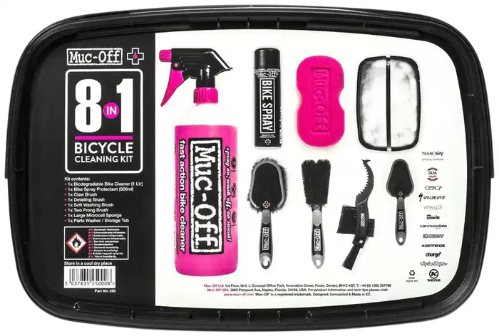 Muc-Off 8-in-1 Cleaning Kit Tub with 8 Pieces Nano Tech Bike Cleaner