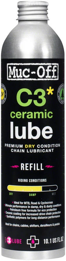 Muc-Off C3 Dry Ceramic Bike Chain Lube – 300ml Aluminum Refill Bottle
