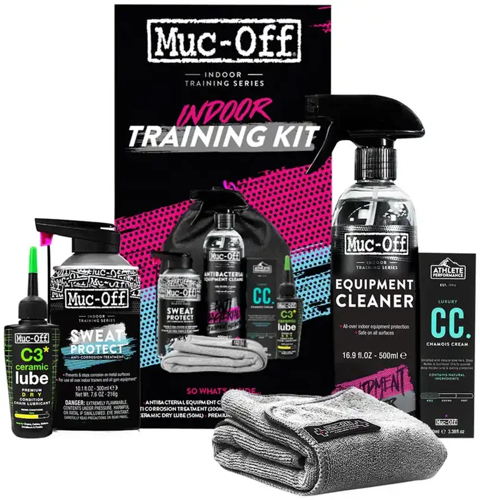 Muc-Off Indoor Training Kit Includes C3 Lube, Sweat Protect, Cream And Towel