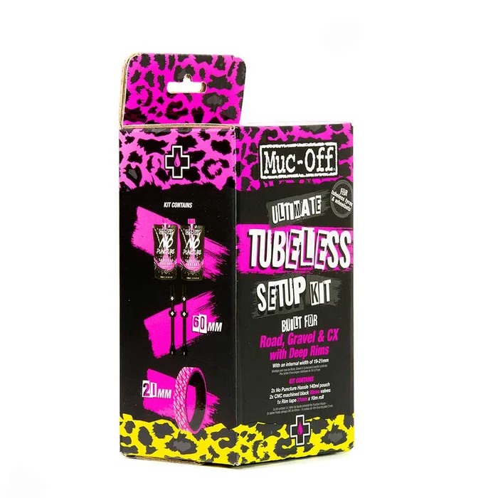 Muc-Off Ultimate Tubeless Kit – Road/Gravel/CX 21mm Tape 60mm Valves