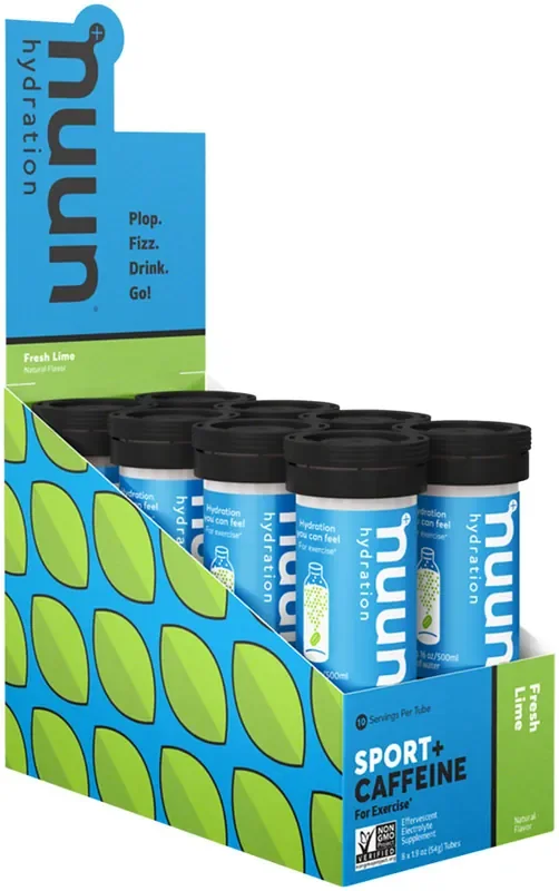 Nuun Sport + Caffeine Hydration Tablets Fresh Lime, Box of 8 Tubes