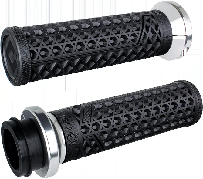 ODI Vans V-Twin Lock-On Grip Set – Signature 1″ Cable Actuated – Black/Silver