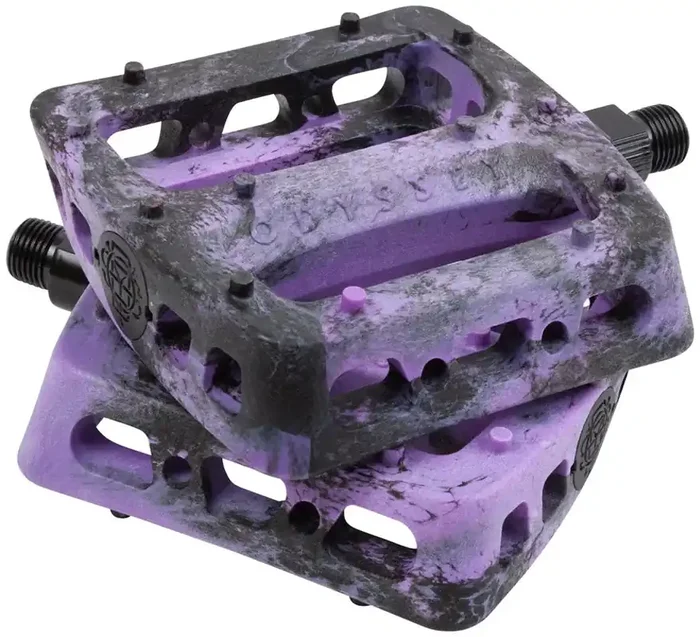 Odyssey Twisted Pro PC Pedals 9/16″ Chromoly Nylon Molded Pins Blk/Purple Swirl