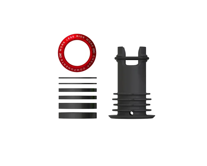 OneUp Components EDC Threaded Top Cap (Red) (1 1/8″) (Alloy) (Includes Headset Spacers)