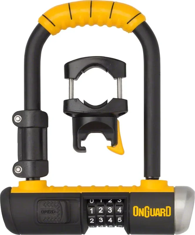 OnGuard Combo Mini U-Lock 3.5 x 5.5″ Blk/Yellow Quick Release Bracket