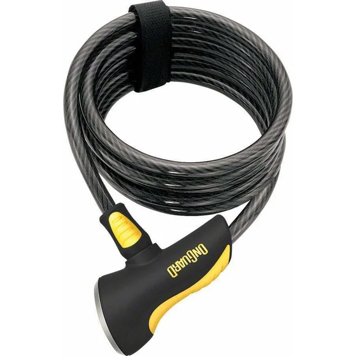 OnGuard Doberman Bike Cable Lock with Key: 6′ x 10mm, Gray/Black/Yellow