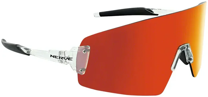 Optic Nerve FixeBLAST Sunglasses – Shiny Crystal Clear, Smoke Lens with Red Mirror