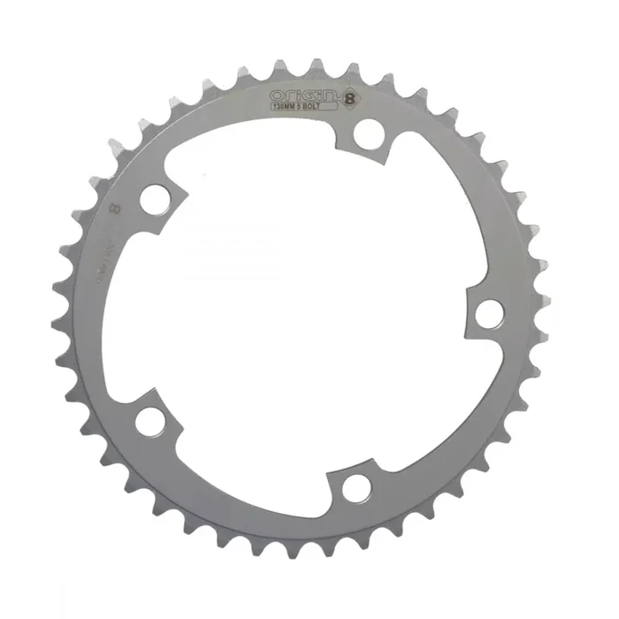 Origin8 Blade Chainring 38t 130 BCD 5-Bolt 8/9-Speed Aluminum Silver Road MTB